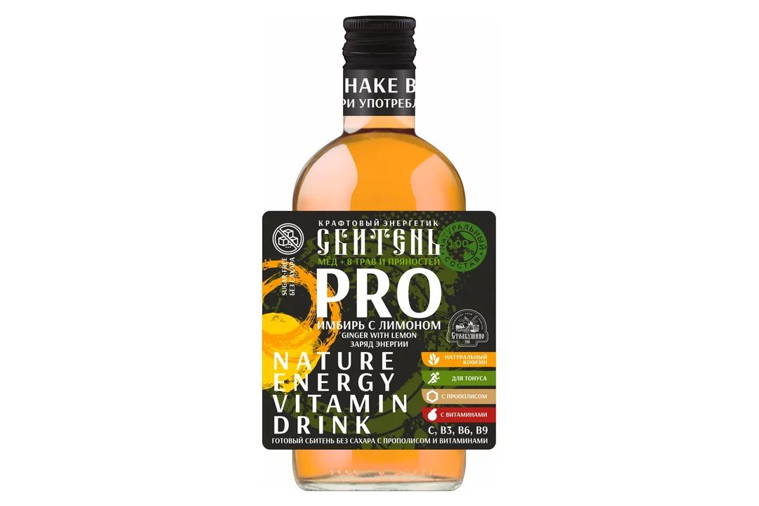 Энергетический напиток Столбушино Сбитень Pro имбирь с лимоном газированный 0,25 л