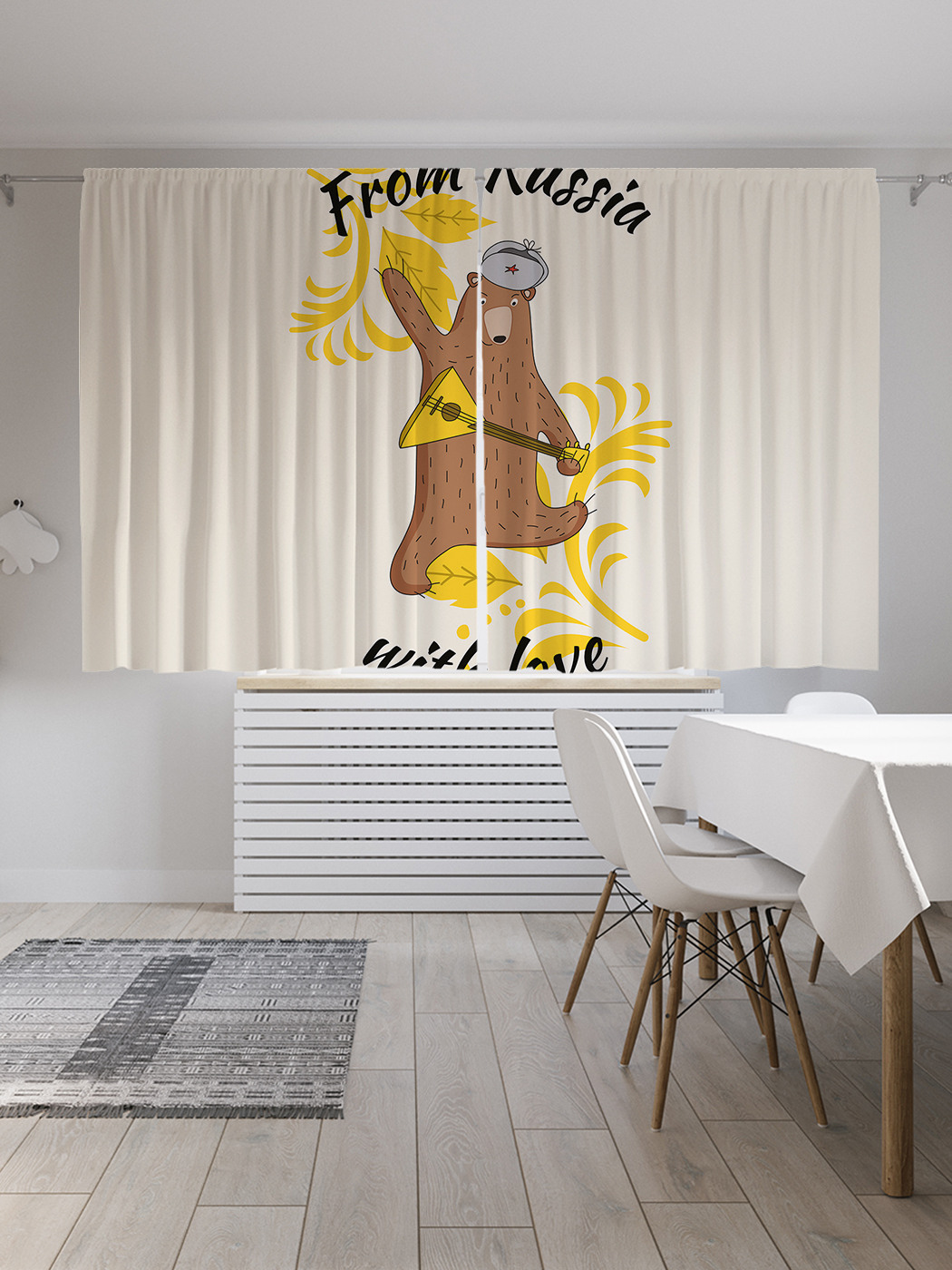 

Шторы с фотопечатью JoyArty "Из России с любовью" из сатена, 290х180 см