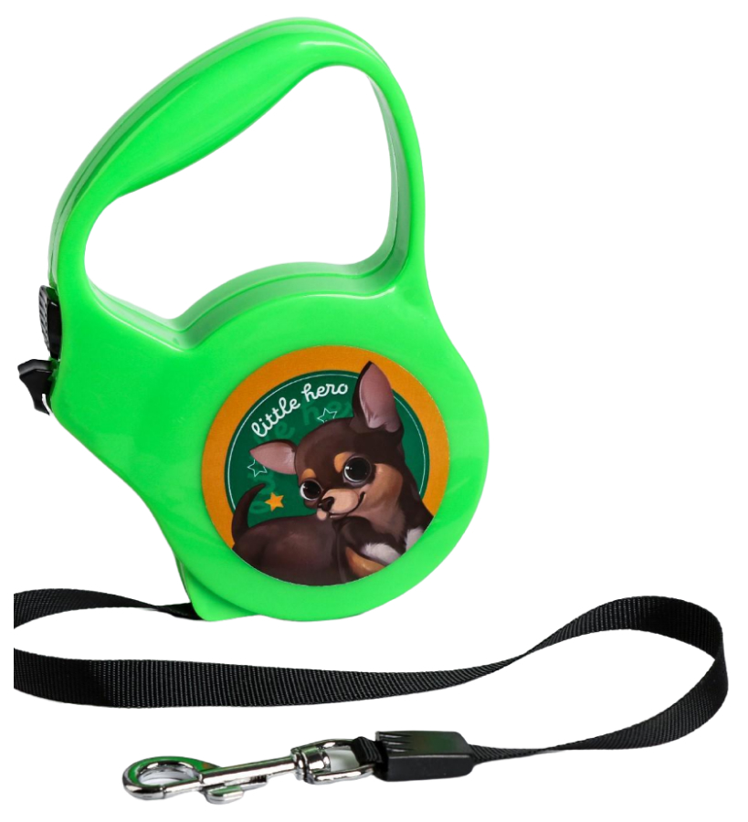 Рулетка для собак Пушистое счастье Little hero зеленая 3 м до 18 кг
