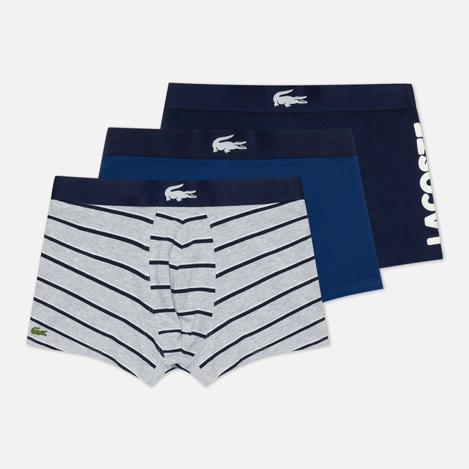 Комплект мужских трусов Lacoste Underwear 3-Pack Mismatched Trunk синий, Размер L