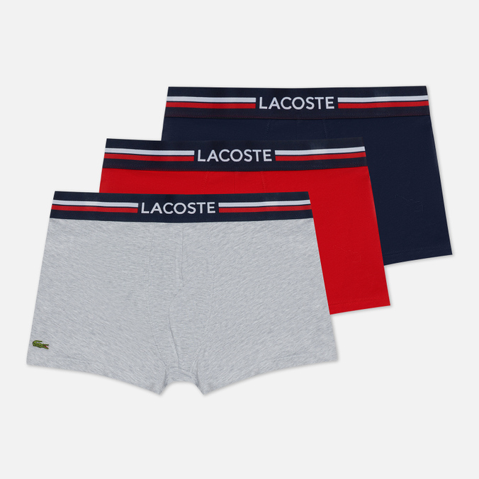Комплект мужских трусов Lacoste Underwear 3-Pack Iconic Three-Tone Waistband синий M