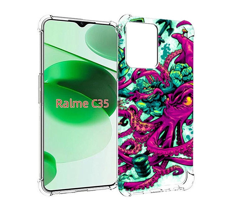 

Чехол MyPads фиолетовый кракен для Realme C35 / Narzo 50A Prime, Прозрачный, Tocco