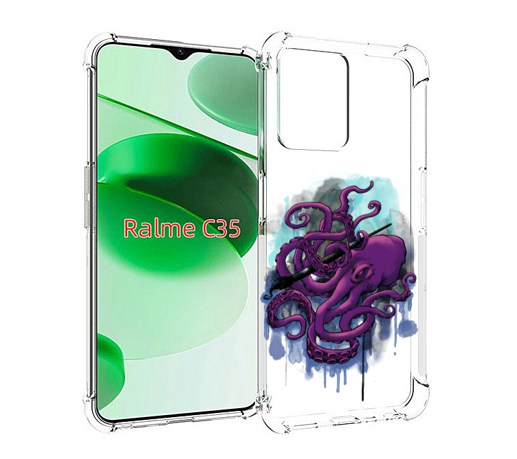 

Чехол MyPads фиолетовый осьминог для Realme C35 / Narzo 50A Prime, Прозрачный, Tocco