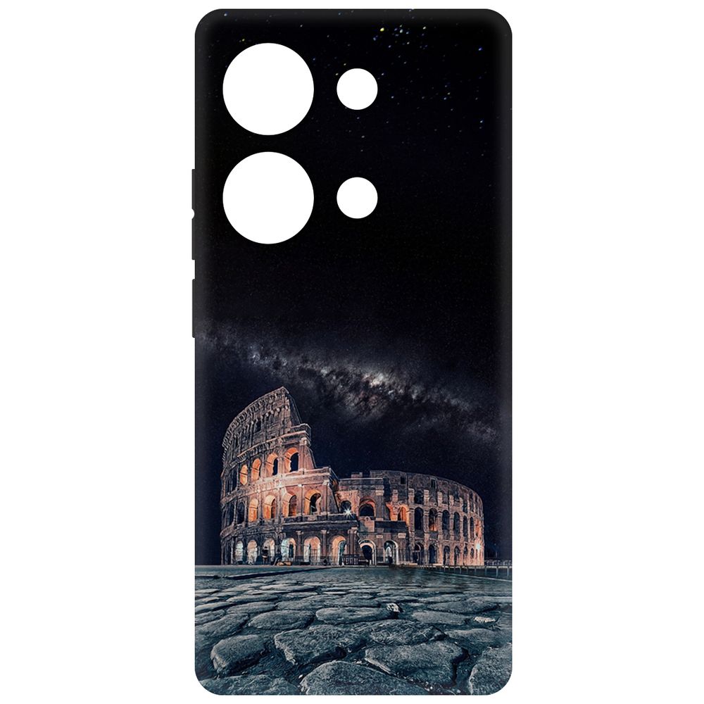 Чехол-накладка Krutoff Soft Case Италия, Колизей для Poco M6 Pro 4G черный