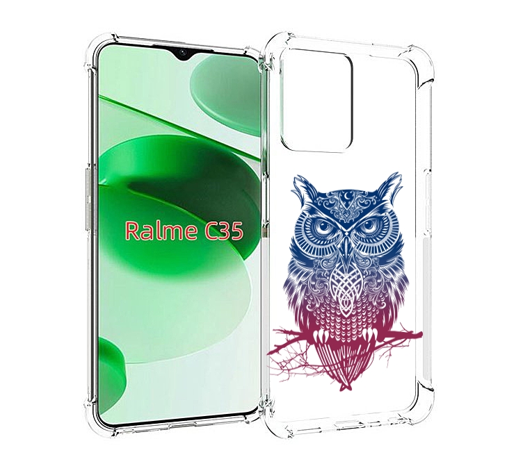 

Чехол MyPads хиппи сова для Realme C35 / Narzo 50A Prime, Прозрачный, Tocco