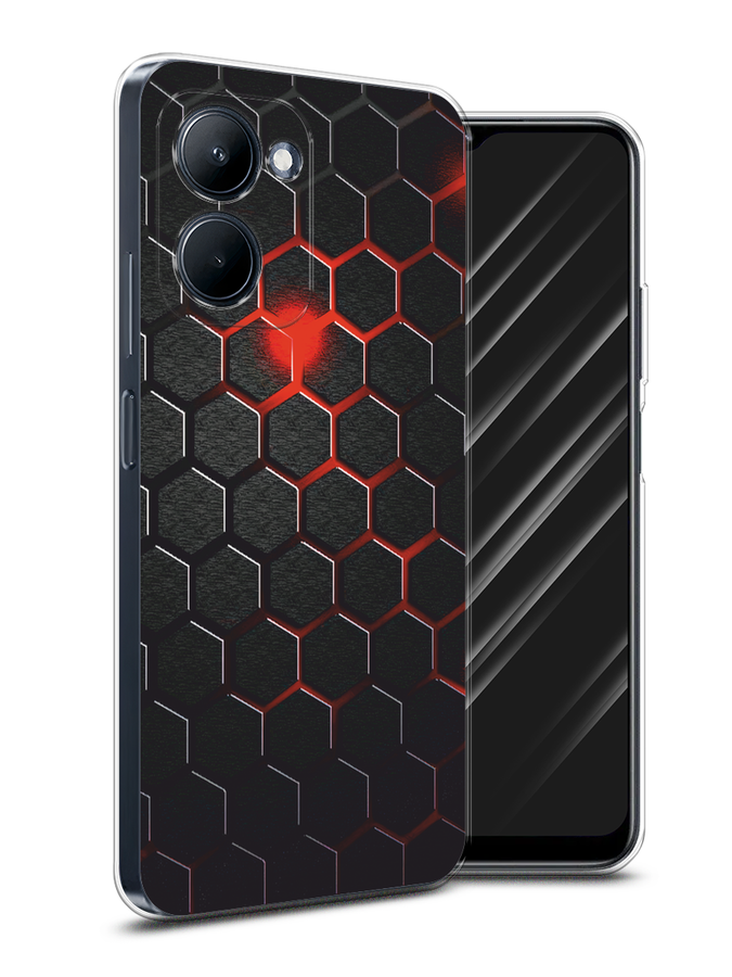 

Чехол Awog на Realme C33 "Фон соты красные", Красный;черный, 2511350-1
