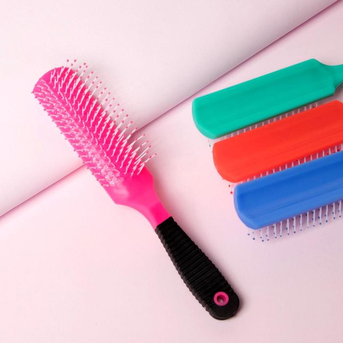 

Расчёска массажная, прорезиненная ручка, 3x21 см, цвет МИКС, Разноцветный, Коллекция расчёсок "Традиция"