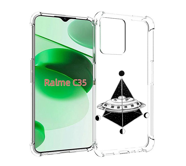 

Чехол MyPads черно белая летающая тарелка для Realme C35 / Narzo 50A Prime, Прозрачный, Tocco