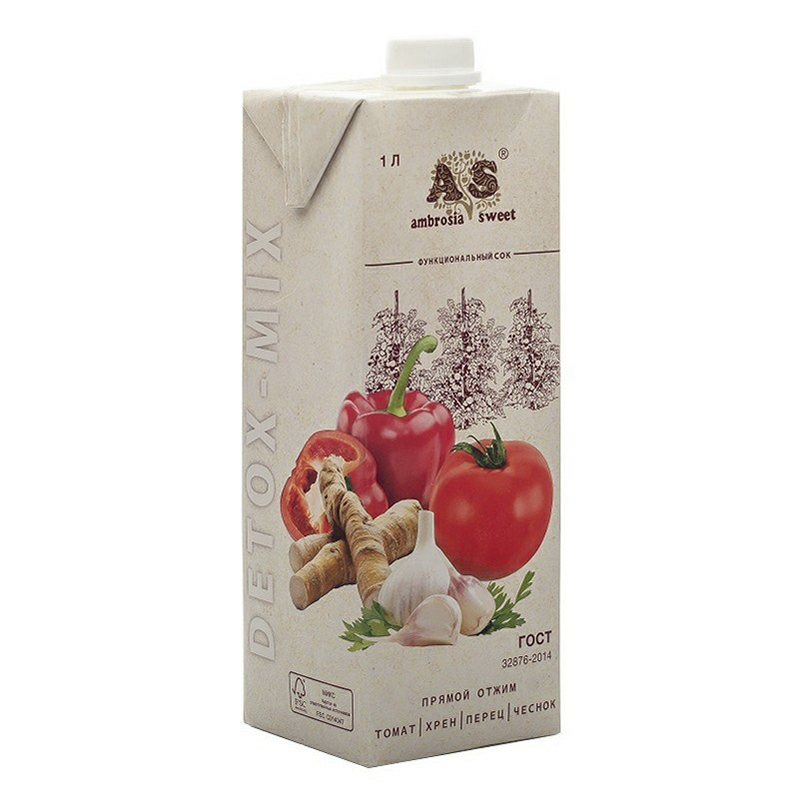 

Сок Ambrosia Sweet томат-перец-чеснок-хрен прямого отжима 1 л