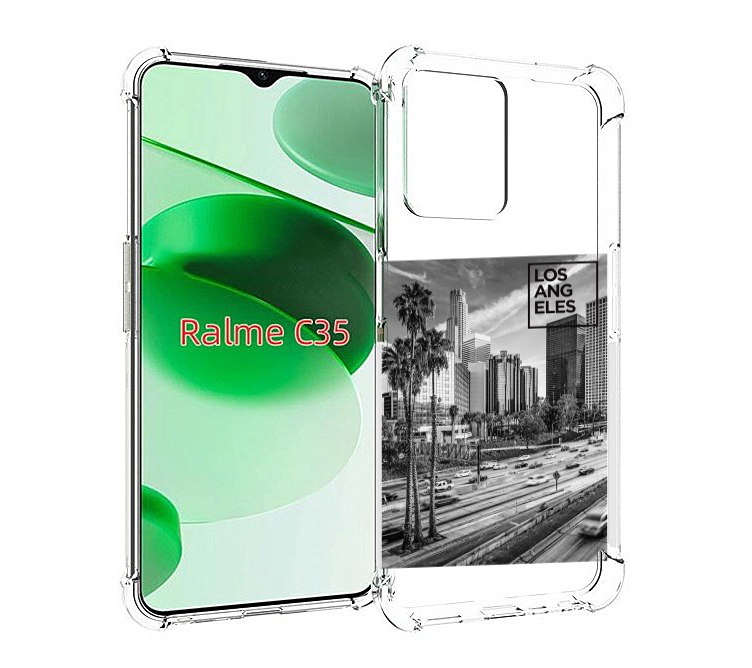 

Чехол MyPads черно белый лос анджелес для Realme C35 / Narzo 50A Prime, Прозрачный, Tocco