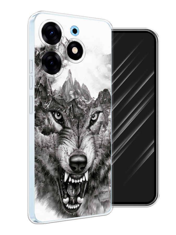 

Чехол Awog на Tecno Spark 10 Pro "Волк в горах", Серый;белый;бежевый, 303750-1