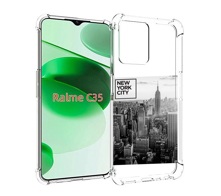 

Чехол MyPads черно белый Нью-Йорк для Realme C35 / Narzo 50A Prime, Прозрачный, Tocco