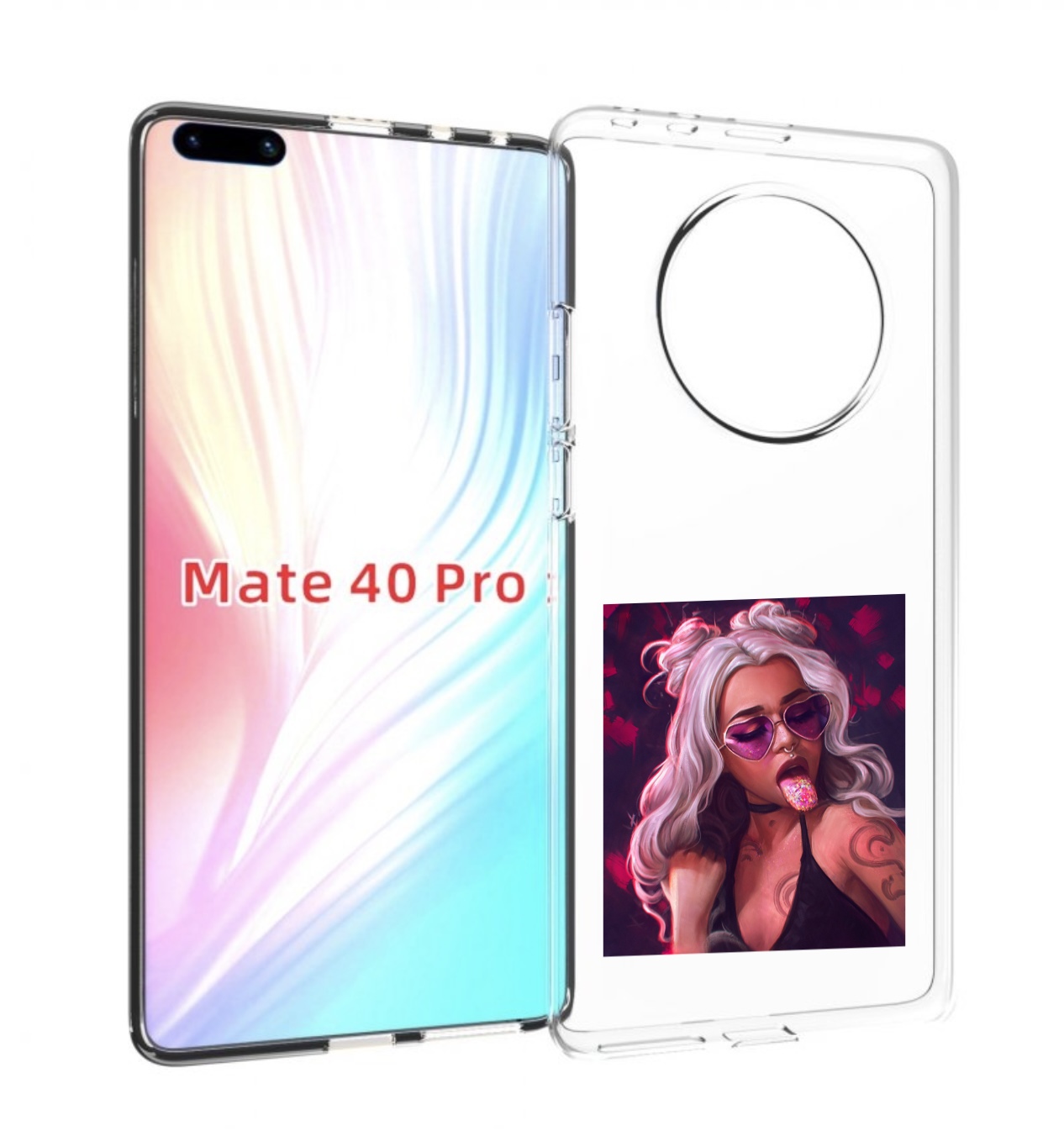

Чехол MyPads блестящий-язык женский для Huawei Mate 40 Pro (NOH-NX9), Прозрачный, Tocco