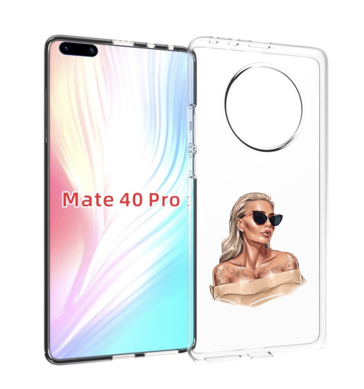 Чехол MyPads блондинка-в-очках женский для Huawei Mate 40 Pro (NOH-NX9)