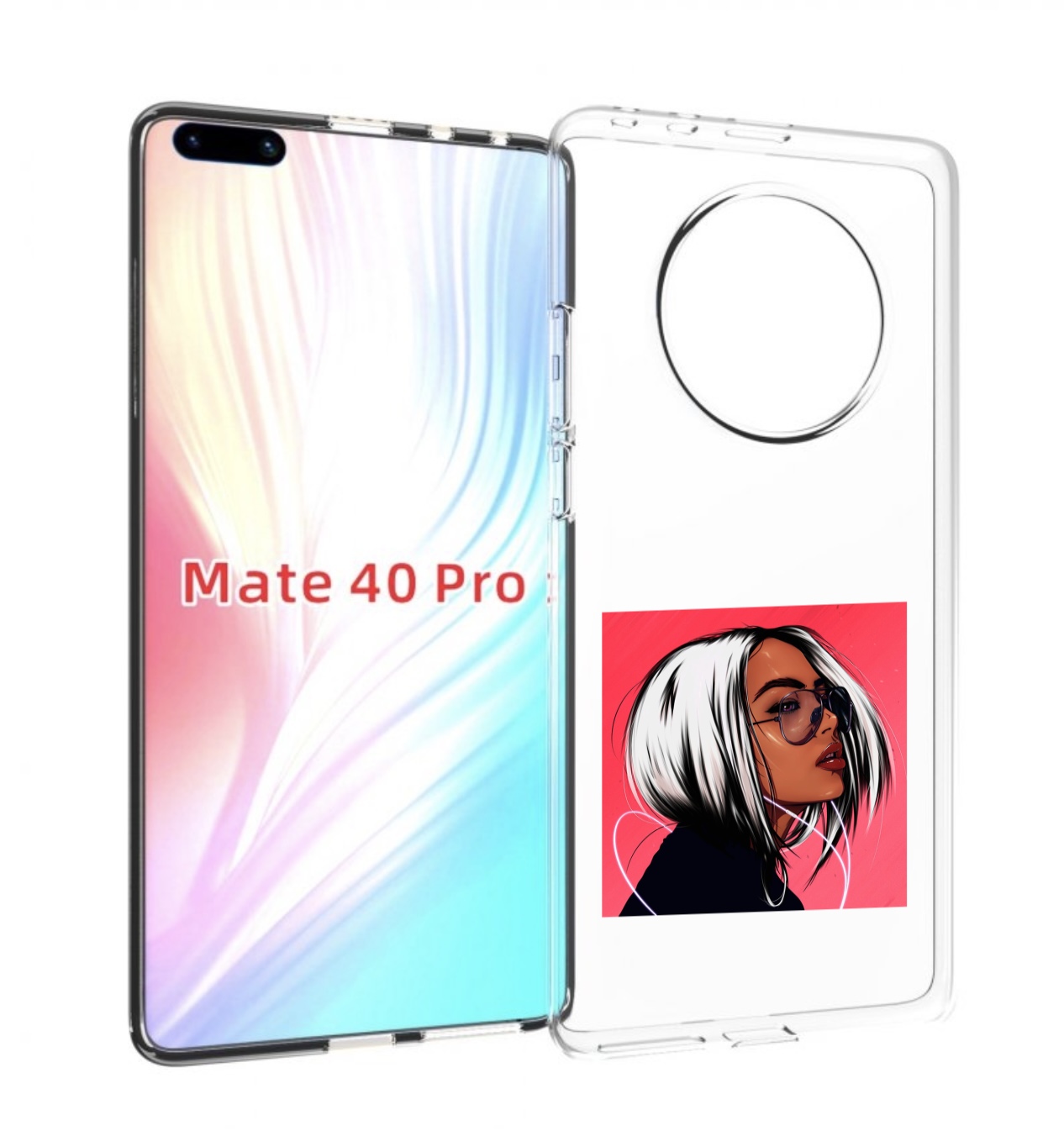 Чехол MyPads блондинка-в-прозрачных-очках женский для Huawei Mate 40 Pro (NOH-NX9)