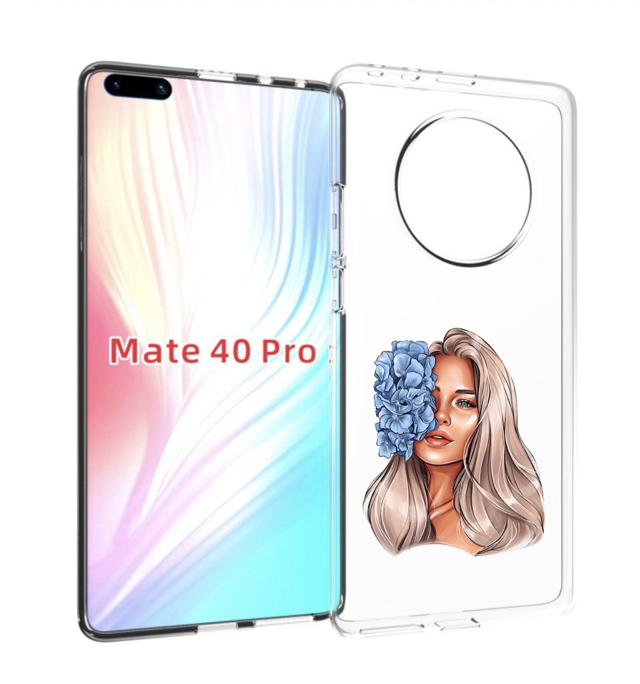 

Чехол MyPads блондинка-с-голубыми-цветами женский для Huawei Mate 40 Pro (NOH-NX9), Прозрачный, Tocco