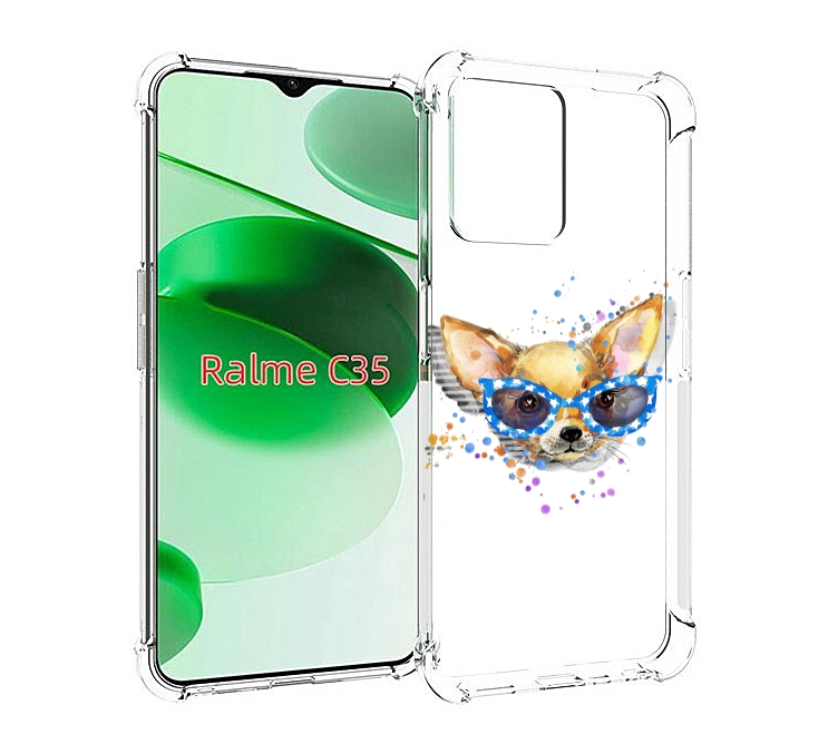 

Чехол MyPads чихуа-хуа в очках для Realme C35 / Narzo 50A Prime, Прозрачный, Tocco