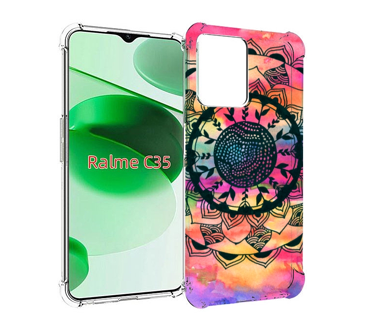 

Чехол MyPads яркая абстракция круглый цветок для Realme C35 / Narzo 50A Prime, Прозрачный, Tocco