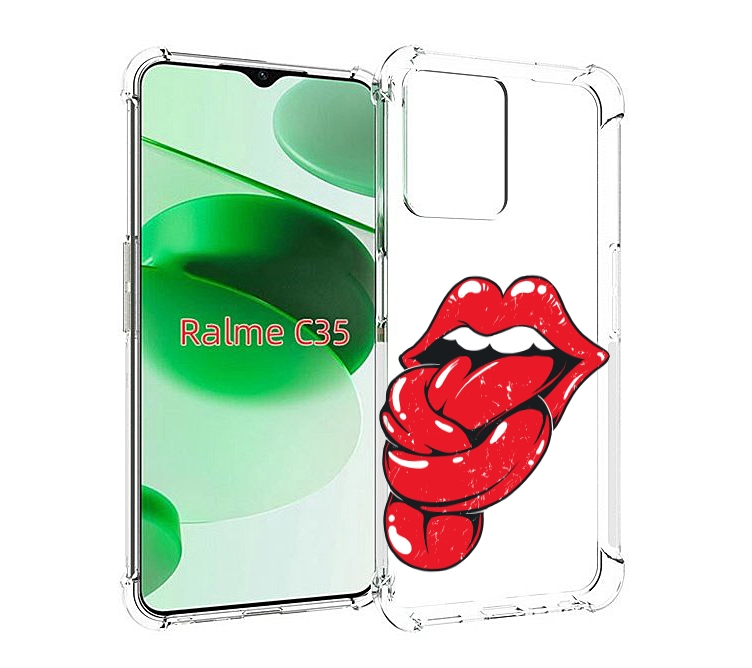 

Чехол MyPads яркие губы с языком для Realme C35 / Narzo 50A Prime, Прозрачный, Tocco