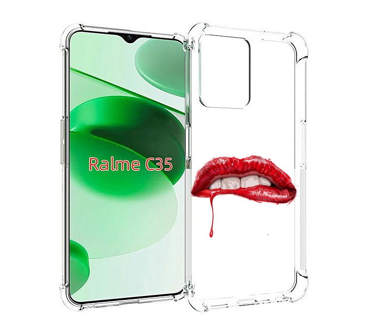

Чехол MyPads яркие красные губы для Realme C35 / Narzo 50A Prime, Прозрачный, Tocco