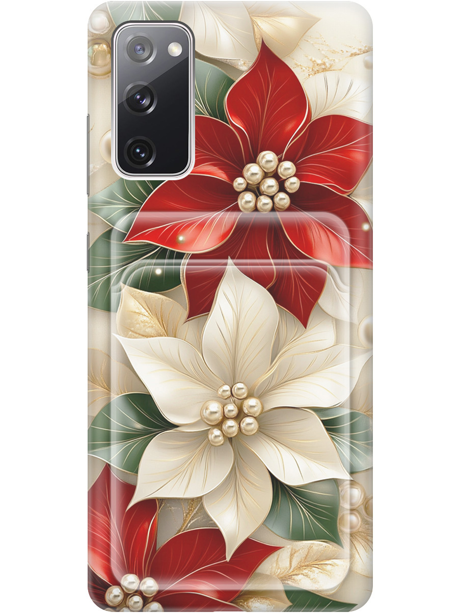 

Силиконовый чехол на Samsung Galaxy S20 FE с принтом "Цветы и бусы" с карманом для карты, Бежевый;красный;прозрачный, 723485421