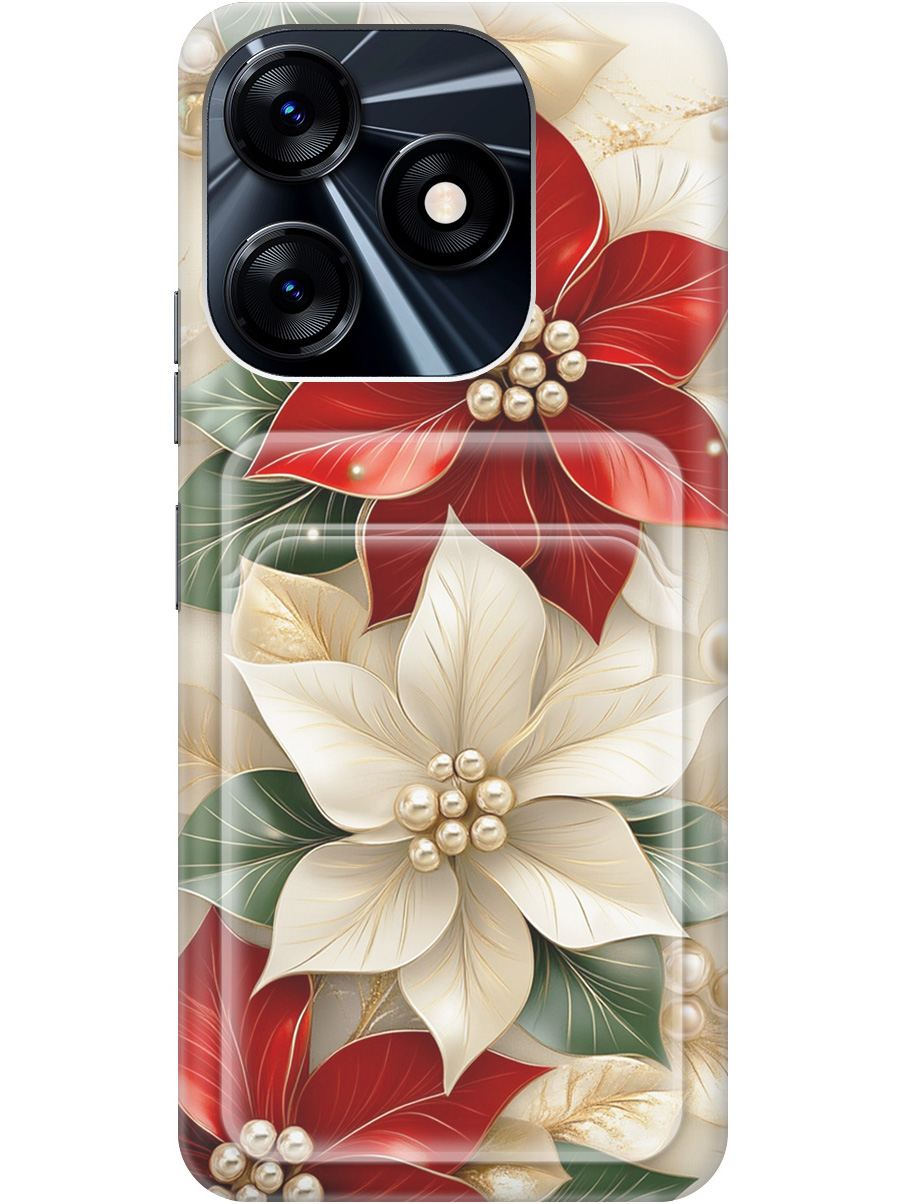 

Силиконовый чехол на Tecno Spark 10 / 10C с принтом "Цветы и бусы" с карманом для карты, Бежевый;красный;прозрачный, 769297821