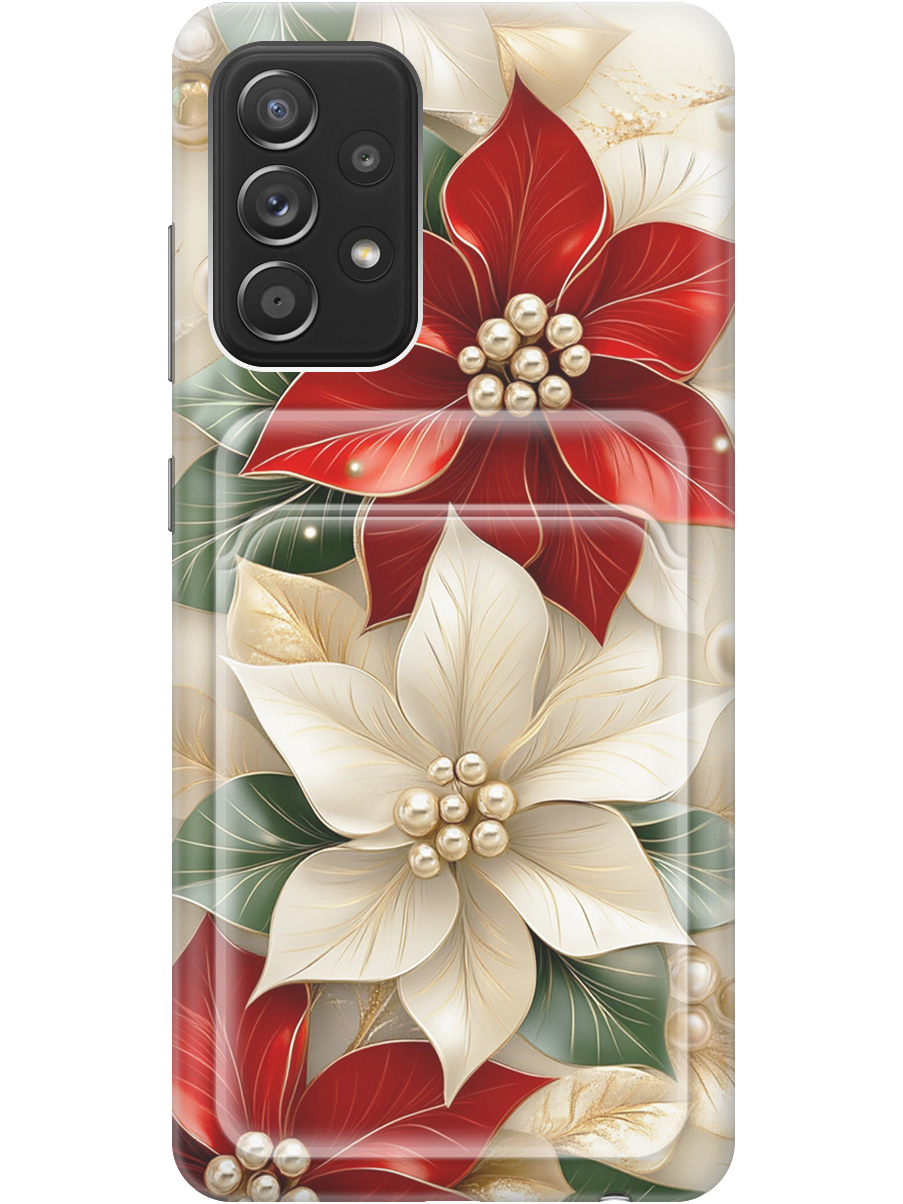 

Силиконовый чехол на Samsung Galaxy A52 с принтом "Цветы и бусы" с карманом для карты, Бежевый;красный;прозрачный, 724990121