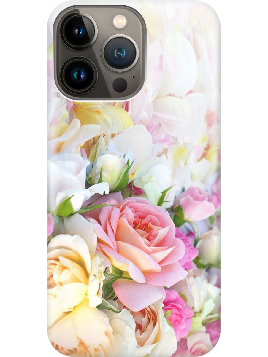 

Силиконовый чехол на Apple iPhone 13 Pro Max с принтом "Нежные розы", Прозрачный;белый;желтый;розовый, 732247321