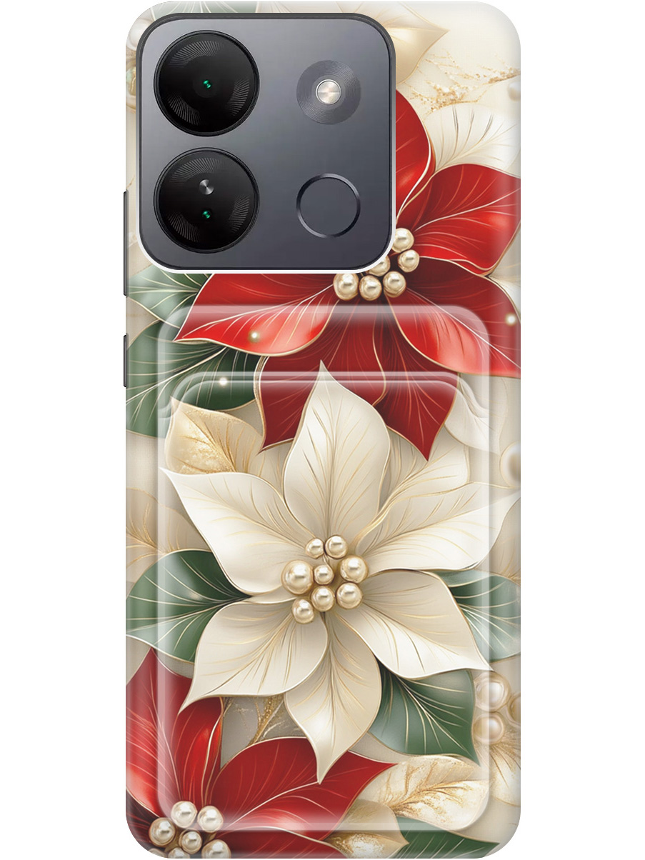 

Силиконовый чехол на Infinix Smart 7 HD с принтом "Цветы и бусы" с карманом для карты, Бежевый;красный;прозрачный, 769392021