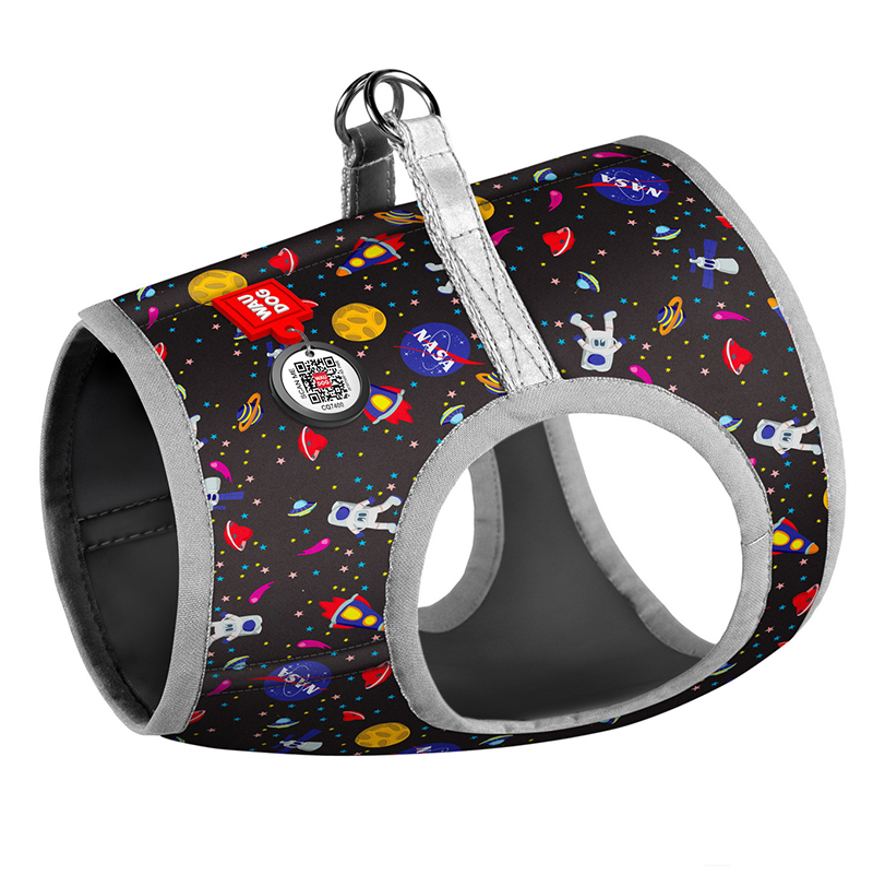 

Шлейка для собак Collar Waudog с рисунком NASA, S1, обхват груди 40-45см, Черный, Waudog