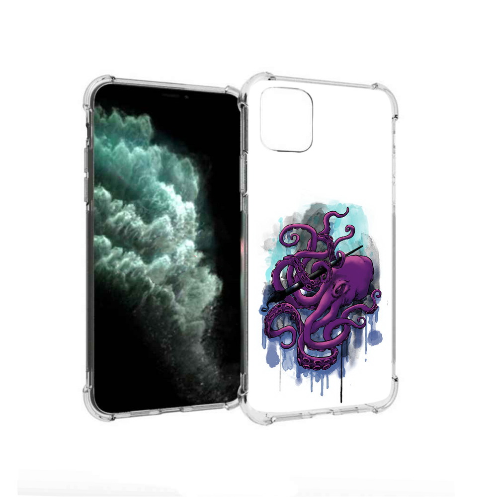 

Чехол MyPads Tocco для Apple iPhone 11 Pro Max фиолетовый осьминог (PT142698.615.658), Прозрачный, Tocco