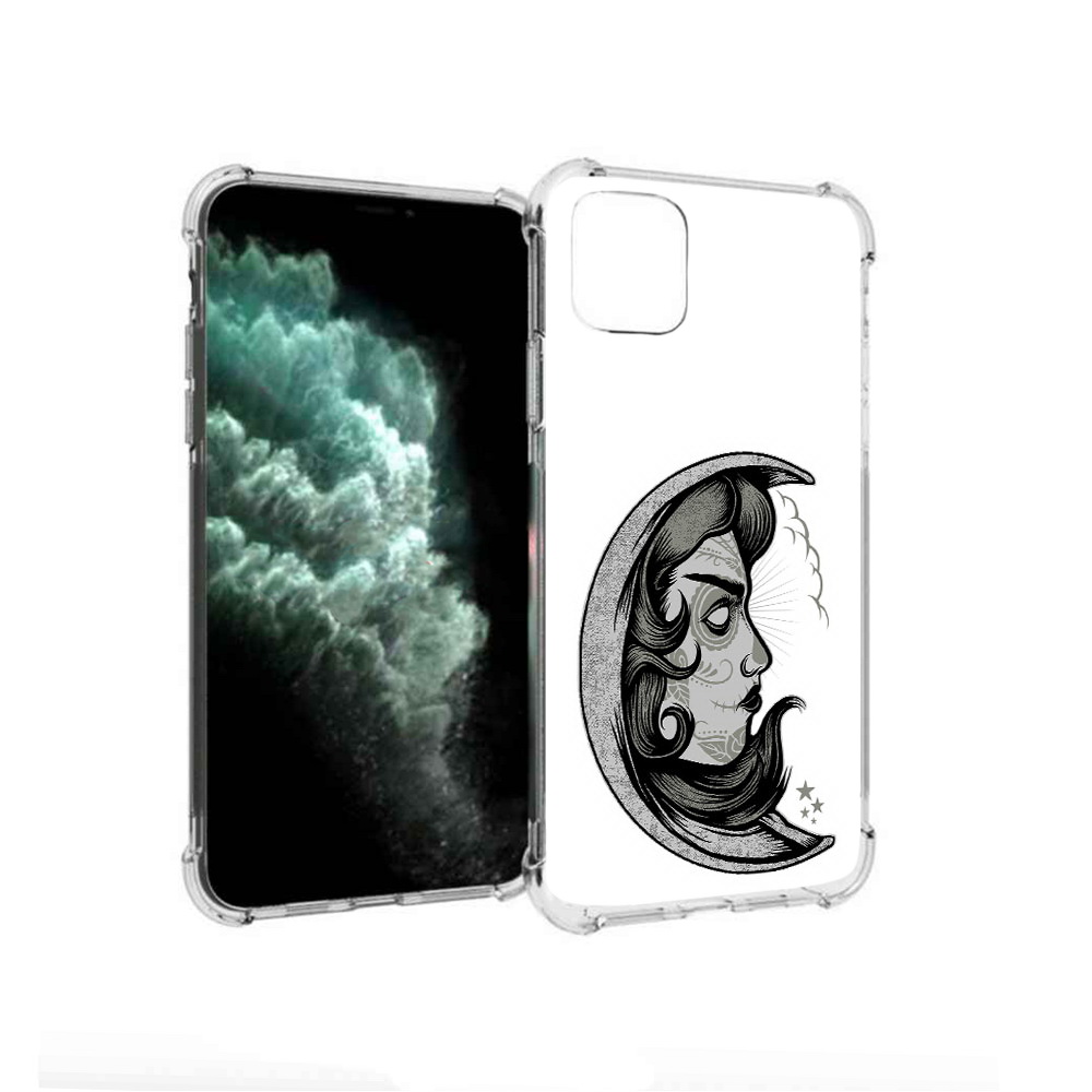

Чехол MyPads Tocco для Apple iPhone 11 Pro Max черно белая луна с лицом (PT142698.615.680), Прозрачный, Tocco