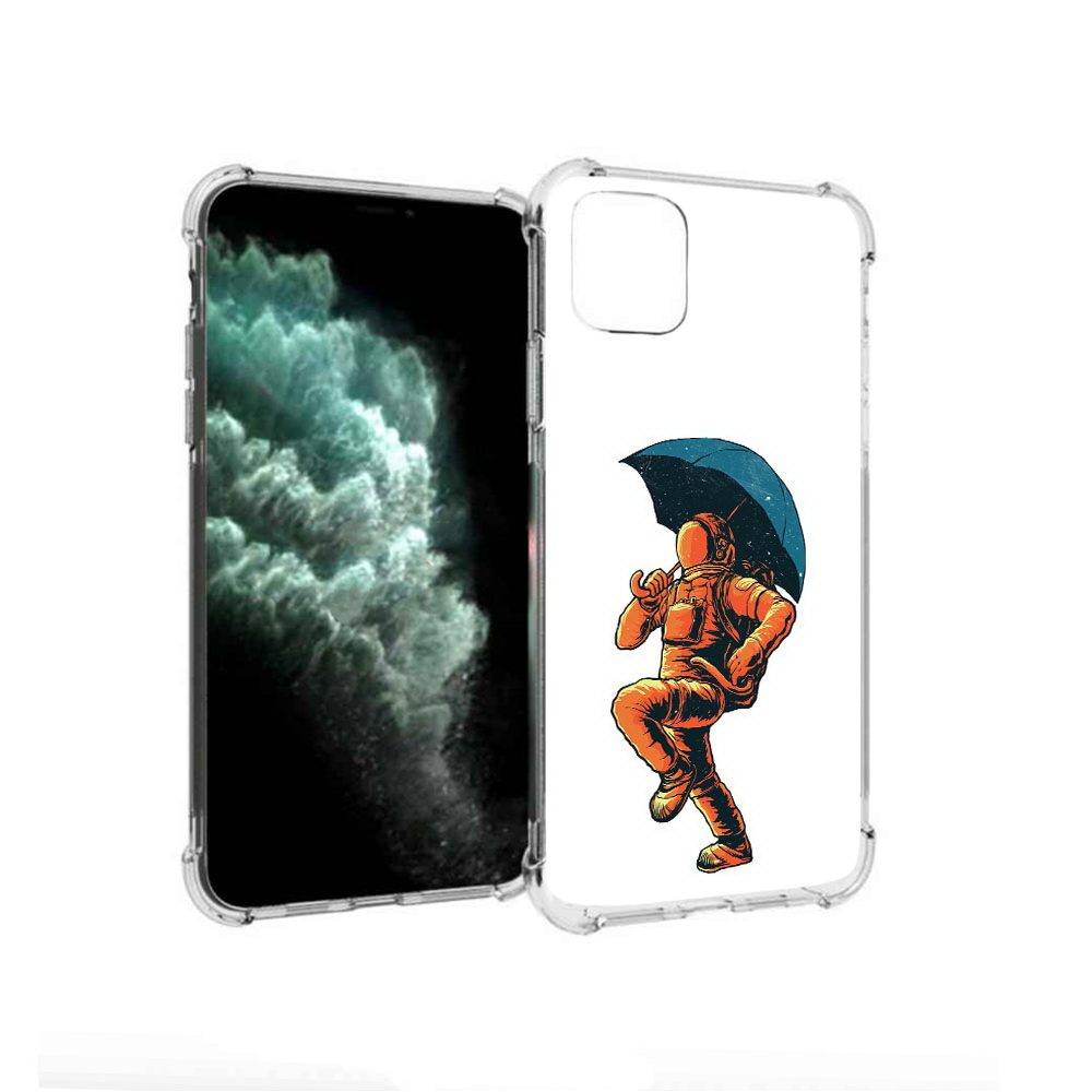 

Чехол MyPads Tocco для Apple iPhone 11 Pro Max шагающий космонавт с зонтом, Прозрачный, Tocco