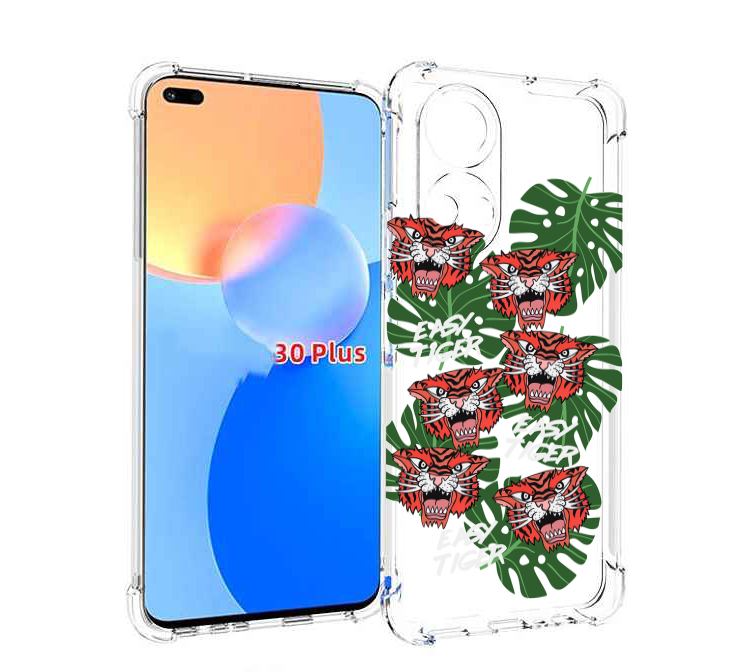 Чехол MyPads красные-тигры для Honor Play 30 Plus противоударный