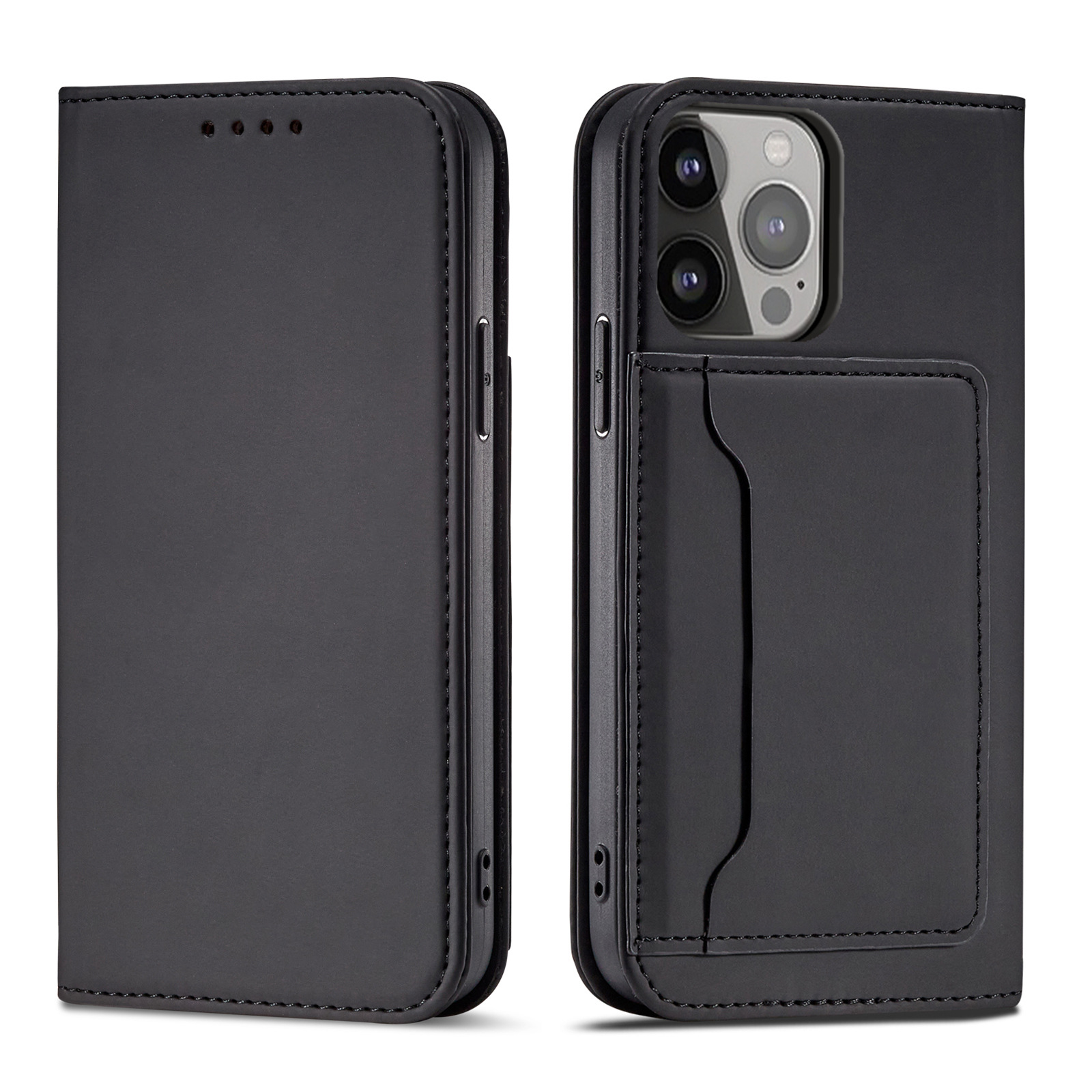 

Чехол-книжка MyPads Premium Magnetico con card для iPhone 14 Pro из натуральной мраморн, Черный, iPh
