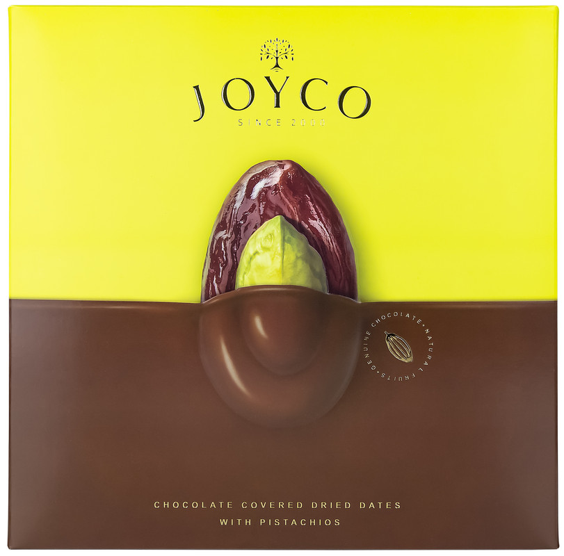 Подарочный набор JOYCO Шоколадные конфеты Сухофрукт финика в шоколаде с фисташкой, 190 г