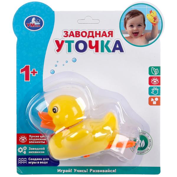 

Заводная игрушка для ванны уточка на блистере Умка, Желтый