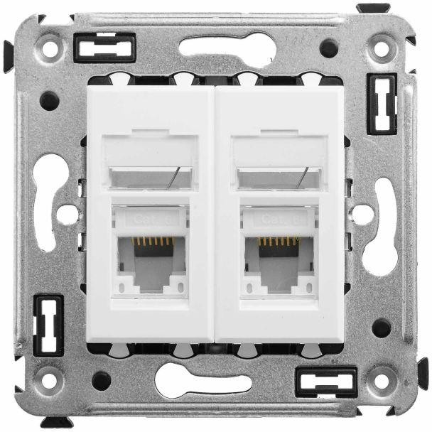 

Компьютерная розетка RJ-45 двойная категория 6 DKC Avanti Белое облако, Белый