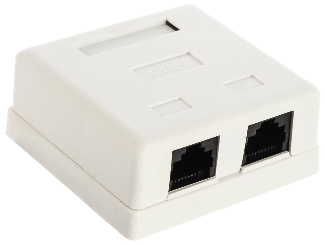 Компьютерная розетка настенная TWT TWT-SM2-4545-WH 2 порта RJ-45, категории 5е, белая