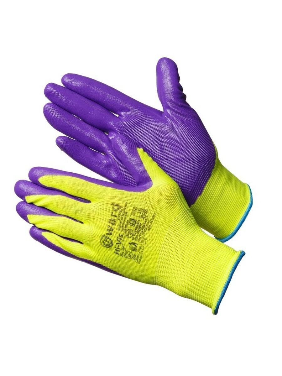 Хозяйственные перчатки Gward N1001L-6, длинные, нейлоновые, Hi-Vis, размер 9 L, 6 пар перчатки diggerman хб с нитриловым обливом размер xl 3 пары