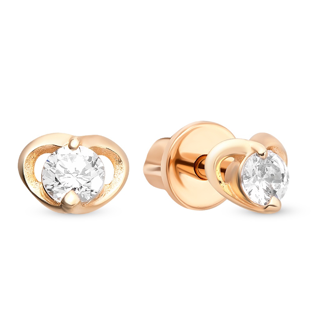 

Серьги пусеты из красного золота 585Gold 302007008, фианит, 302007008