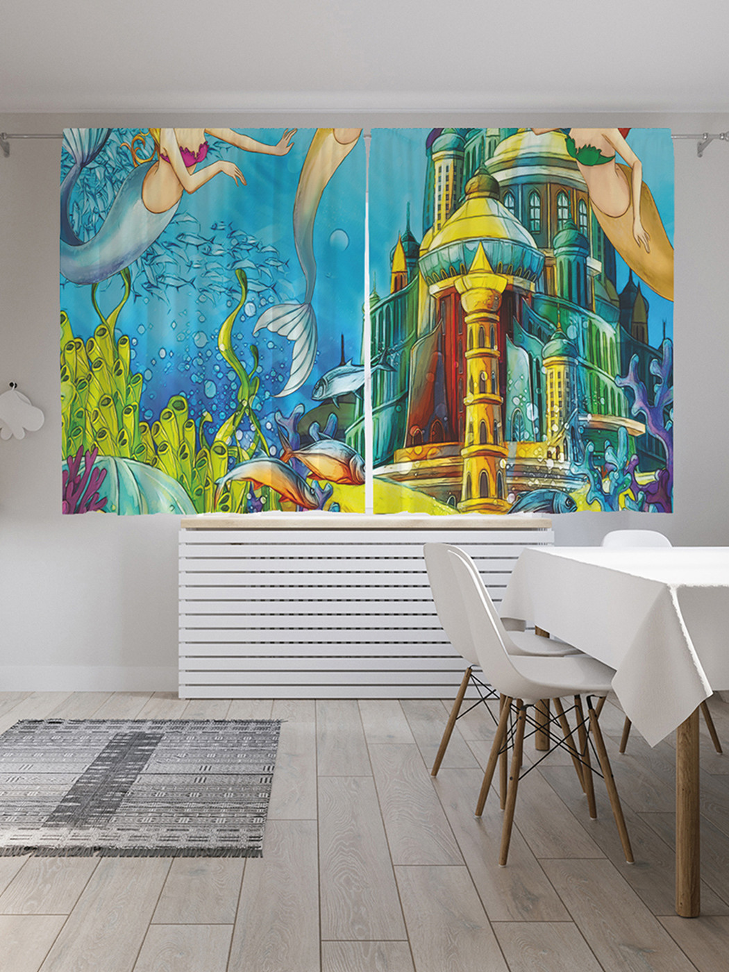 

Шторы с фотопечатью JoyArty "Королевство русалок" из сатена, 290х180 см