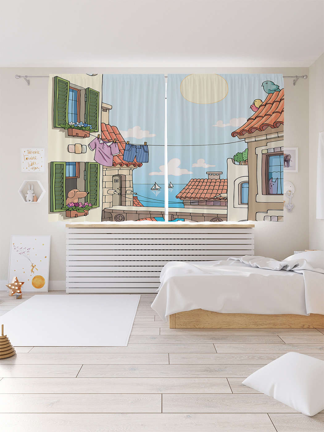 

Шторы с фотопечатью JoyArty "Портовая улица" из сатена, 290х180 см