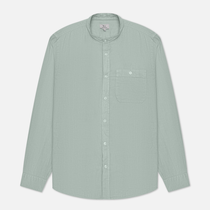 Мужская рубашка Woolrich Band Collar Linen зелёный, Размер L