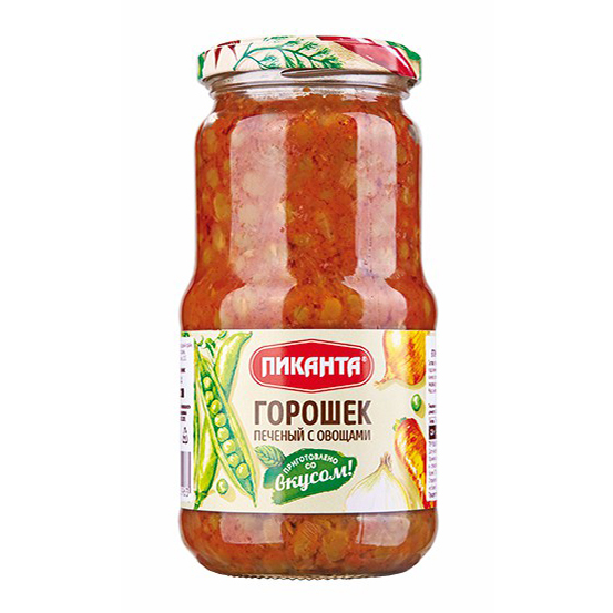

Горошек Пиканта печеный с овощами 530 г