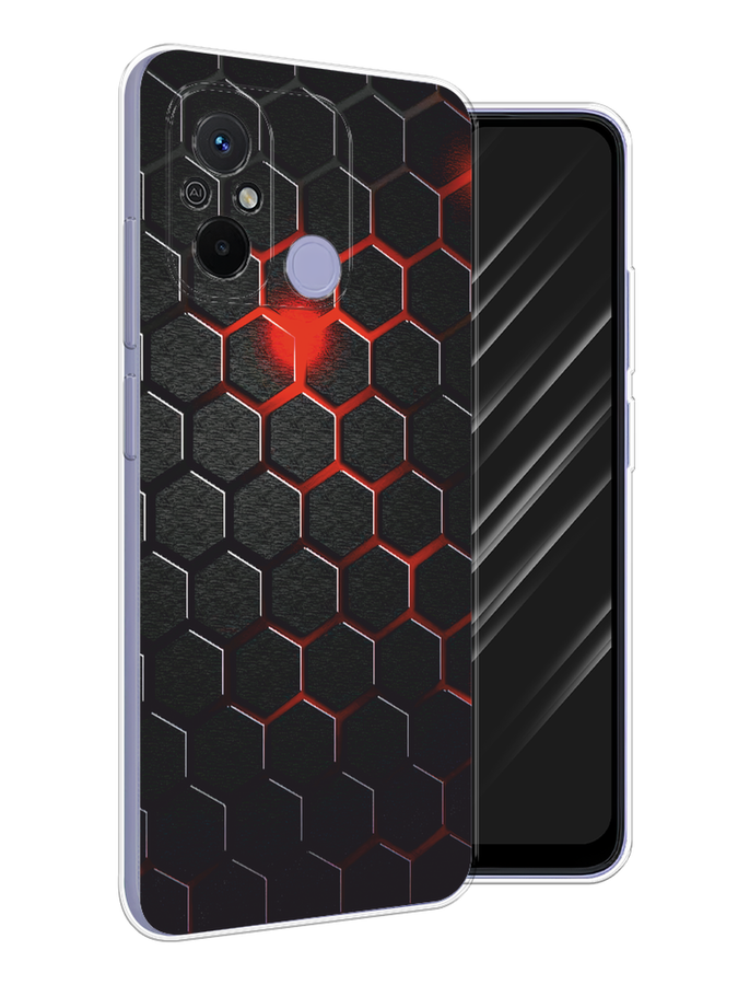 

Чехол Awog на Redmi 12C "Фон соты красные", Красный;черный, 317550-1