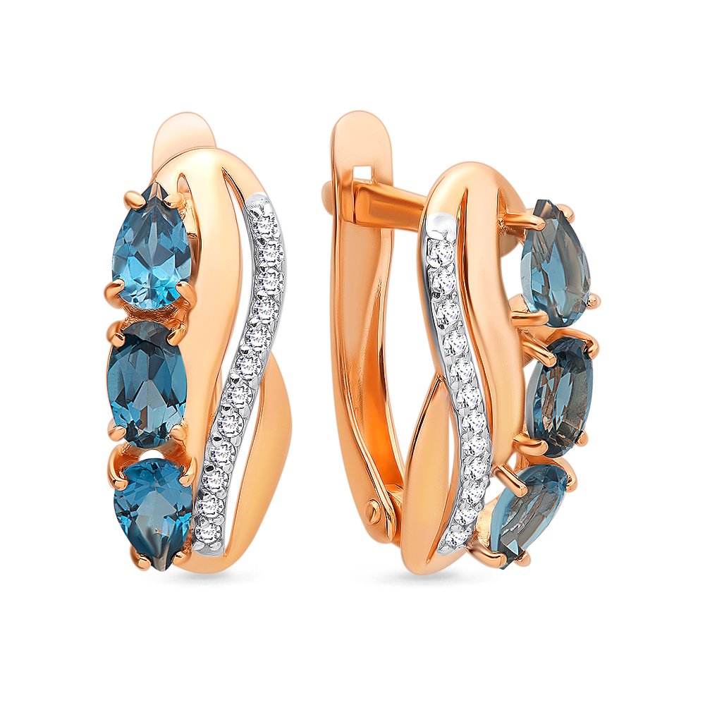 

Серьги из красного золота 585Gold 202007247, топаз/фианит, 202007247