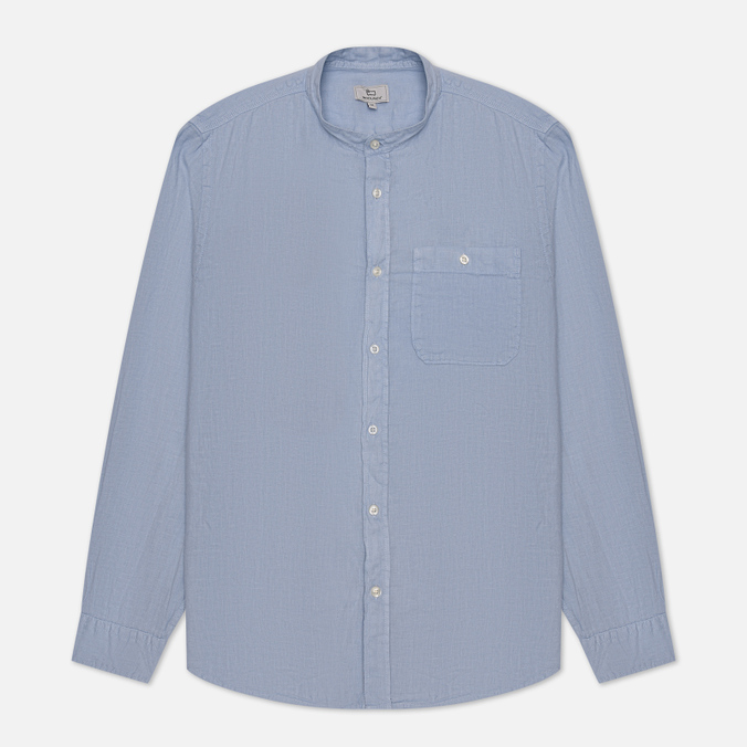 

Мужская рубашка Woolrich Band Collar Linen голубой, Размер S, Band Collar Linen