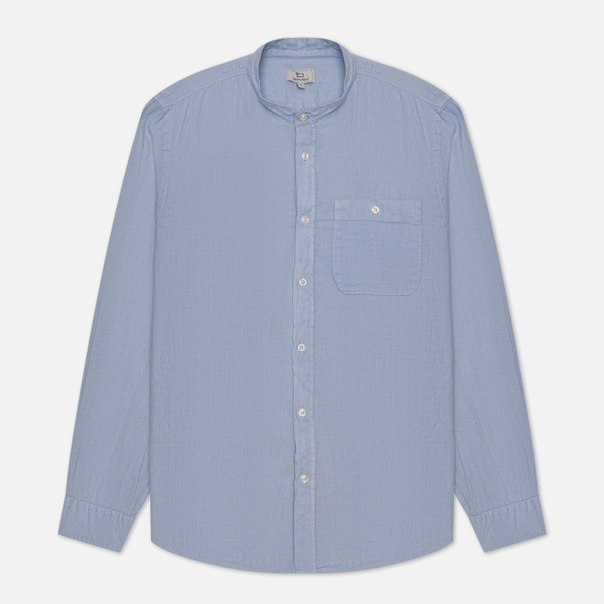 Мужская рубашка Woolrich Band Collar Linen голубой, Размер L