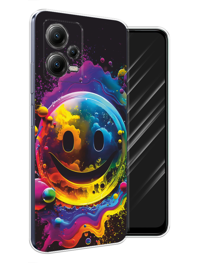 

Чехол Awog на Poco X5 5G "Кислотный смайл", Фиолетовый;желтый;синий, 317950-1